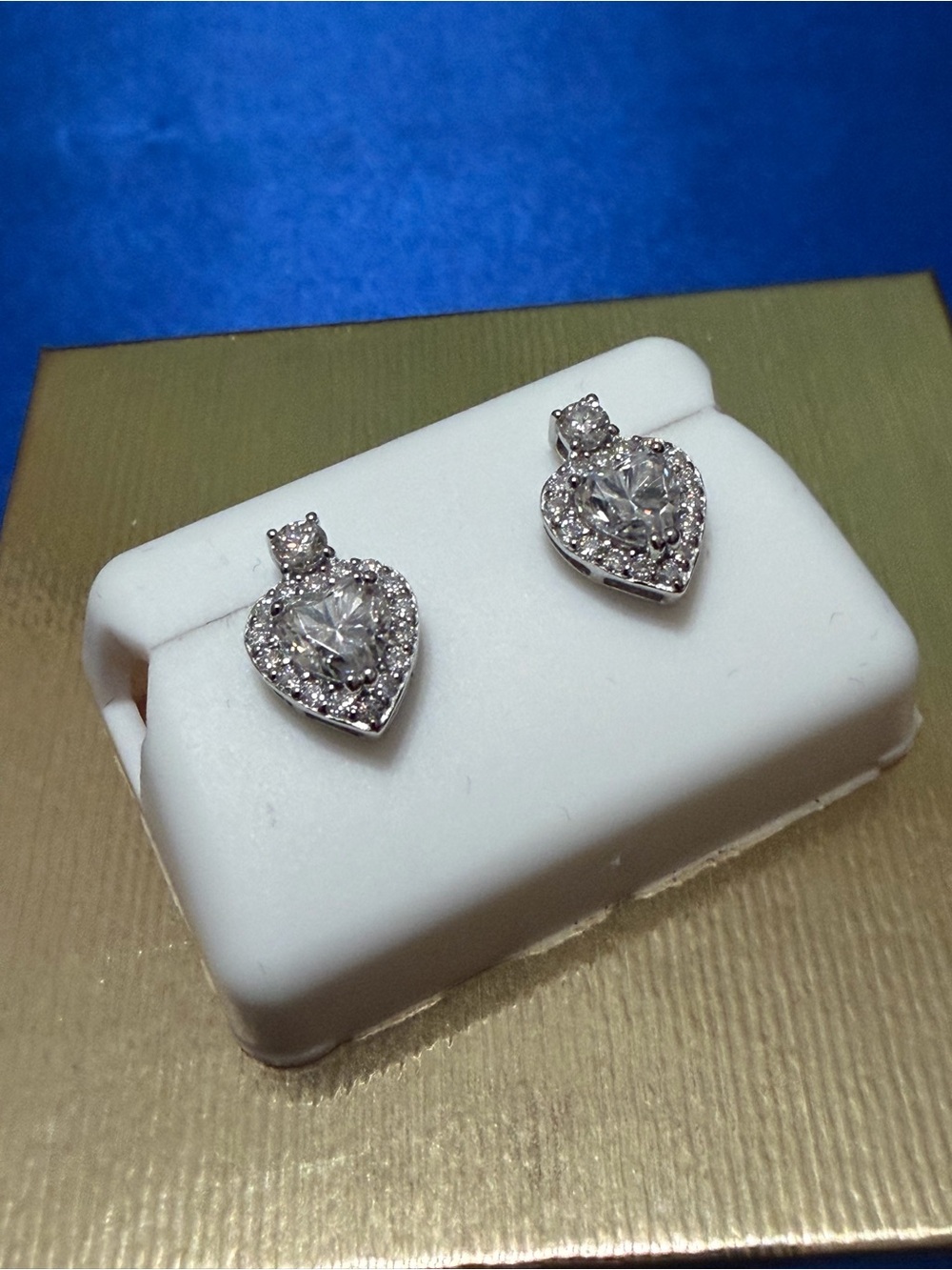Heart Halo Moissanite Stud Earrings in 925 Sterling Silver